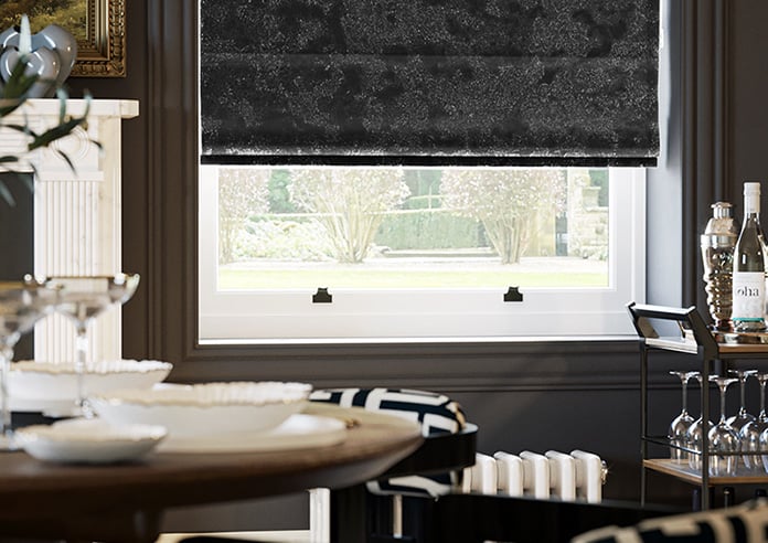 Crushed Velvet, Black Noir - Twist&Fit Roman Blind - Image 5
